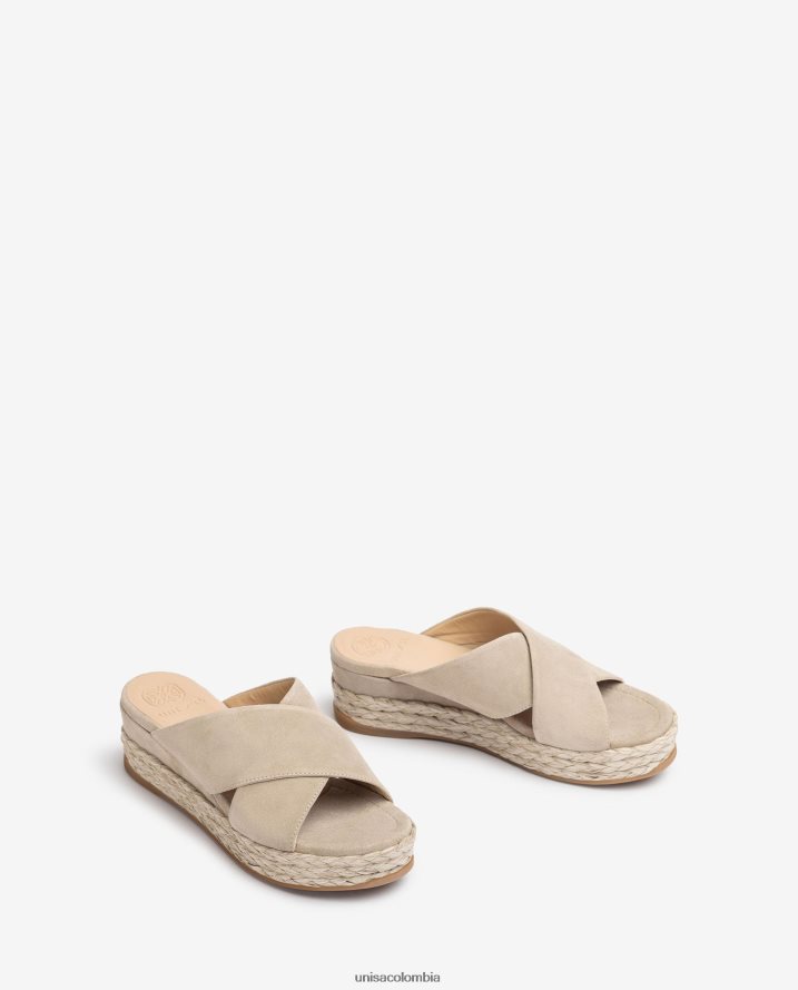 co Unisa mujer sandalia de ante con tiras cruzadas beige F0X80H813
