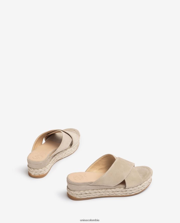 co Unisa mujer sandalia de ante con tiras cruzadas beige F0X80H813