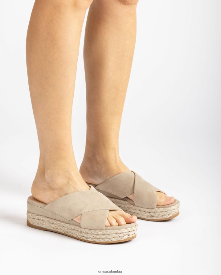 co Unisa mujer sandalia de ante con tiras cruzadas beige F0X80H813