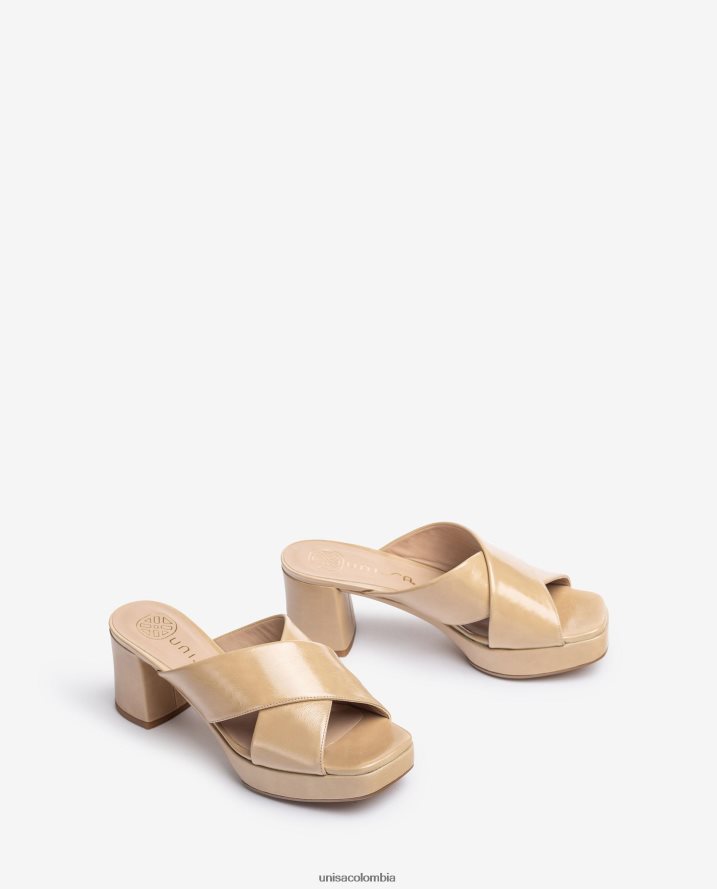 co Unisa mujer sandalia de tiras de piel brillante moda F0X80H823