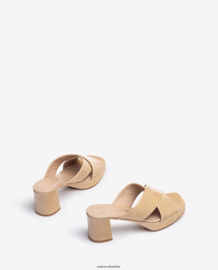 co Unisa mujer sandalia de tiras de piel brillante moda F0X80H823