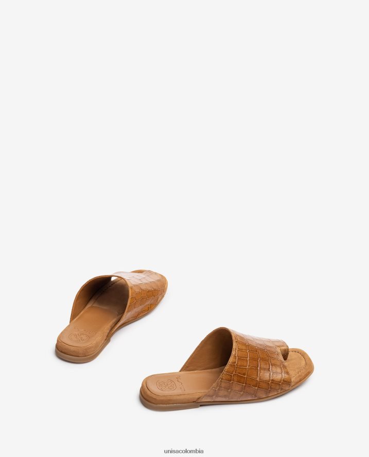 co Unisa mujer sandalias mule planas de piel marrón F0X80H1260