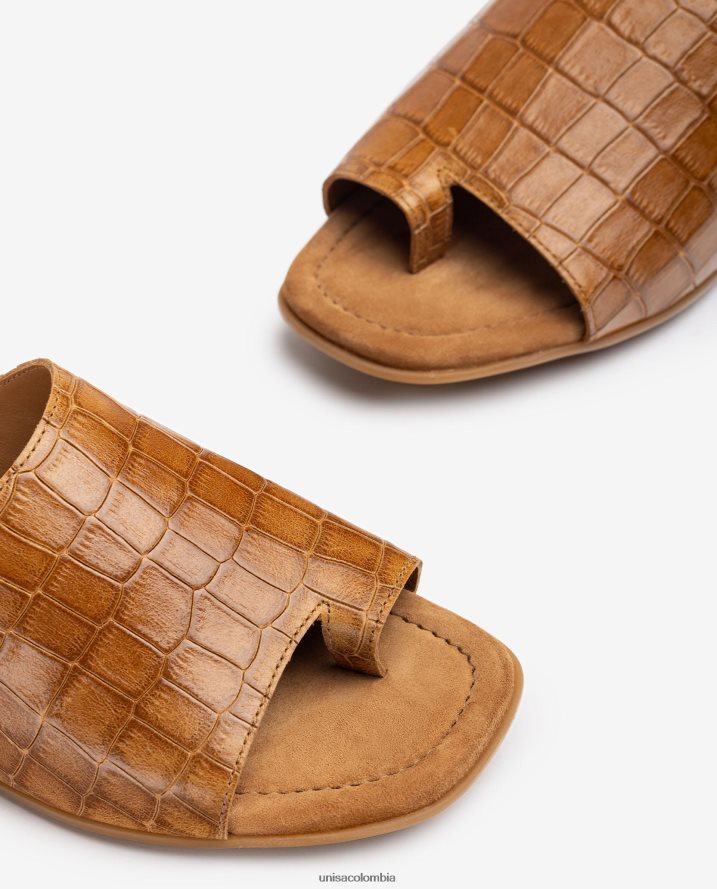 co Unisa mujer sandalias mule planas de piel marrón F0X80H1260