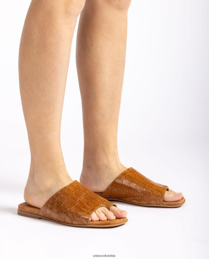 co Unisa mujer sandalias mule planas de piel marrón F0X80H1260