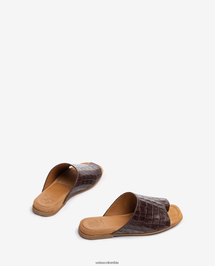 co Unisa mujer sandalias mule planas de piel marrón F0X80H1261