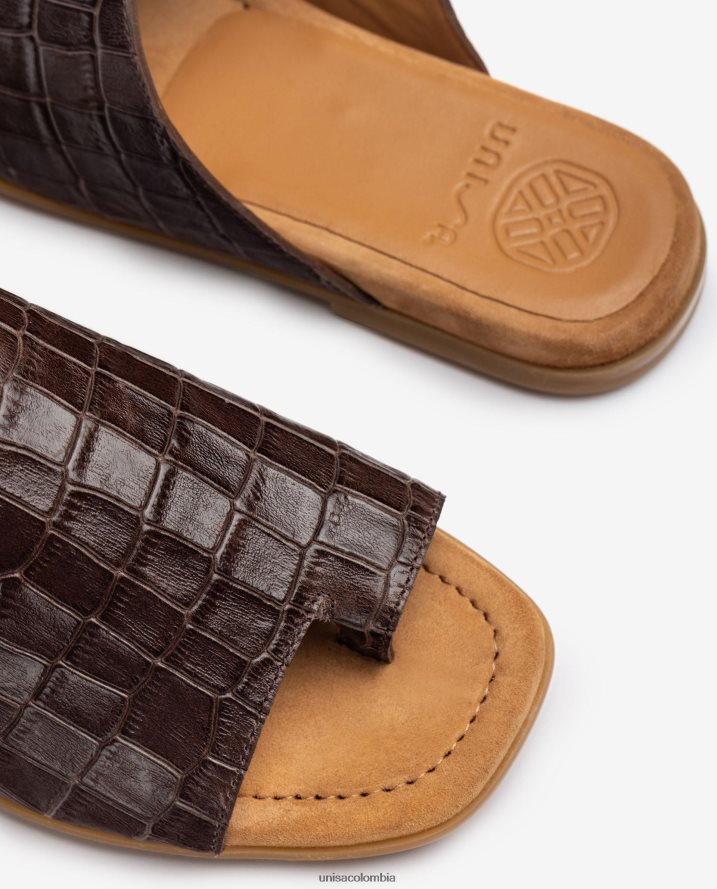 co Unisa mujer sandalias mule planas de piel marrón F0X80H1261