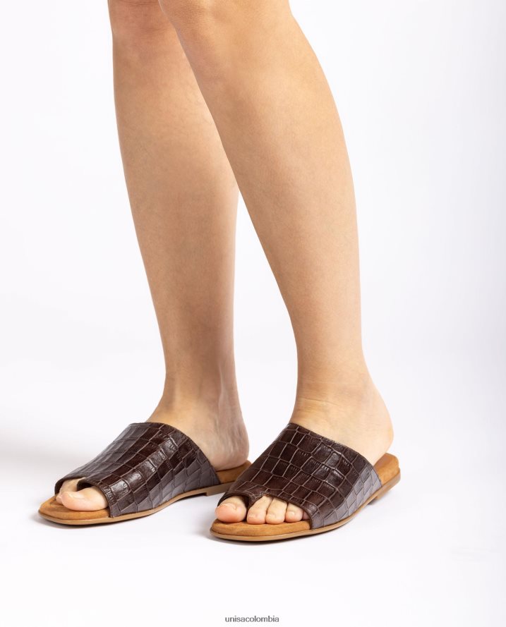 co Unisa mujer sandalias mule planas de piel marrón F0X80H1261