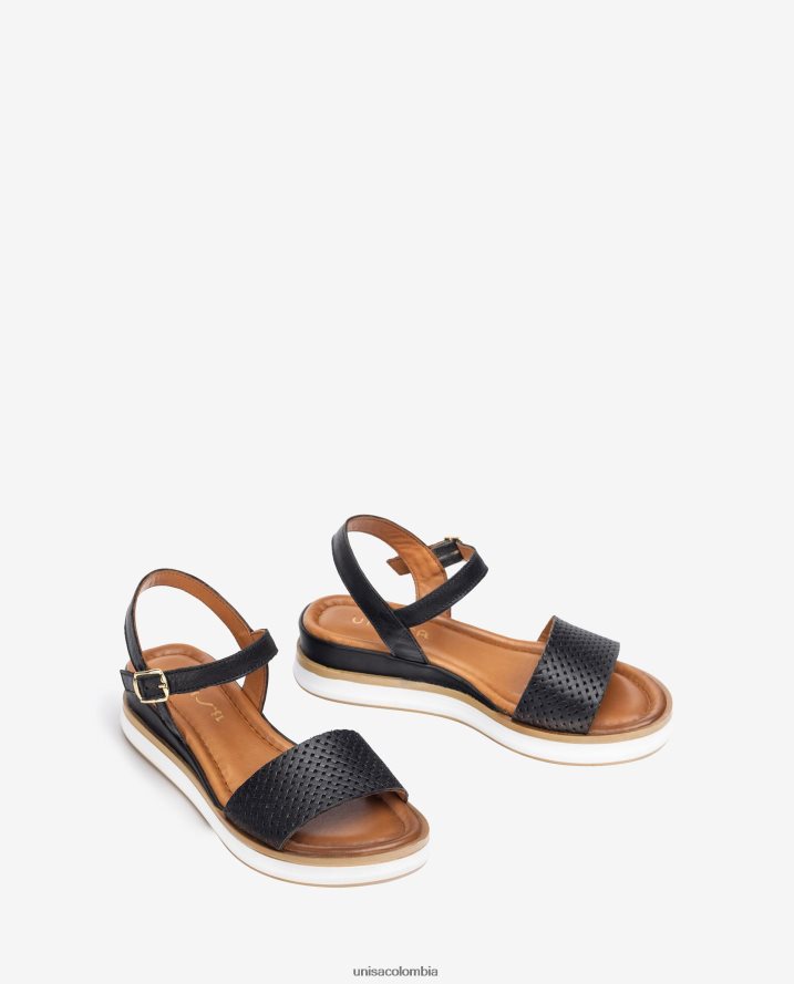 co Unisa mujer sandalia con cuña deportiva negro F0X80H138