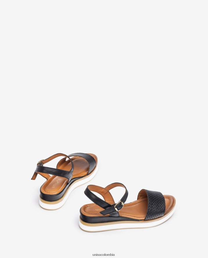 co Unisa mujer sandalia con cuña deportiva negro F0X80H138