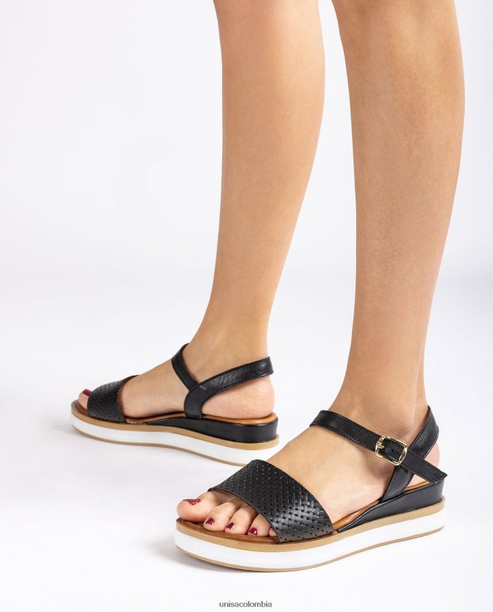 co Unisa mujer sandalia con cuña deportiva negro F0X80H138