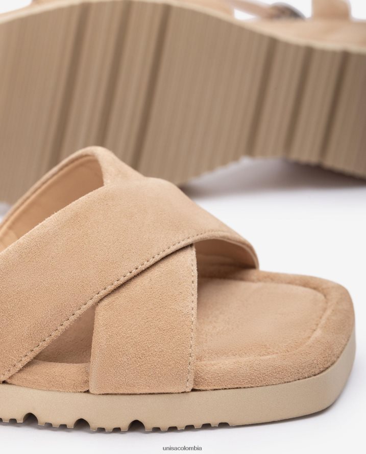 co Unisa mujer sandalia con cuña y suela acolchada beige F0X80H414