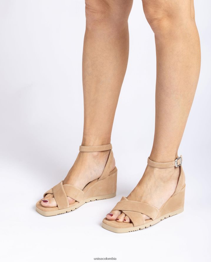 co Unisa mujer sandalia con cuña y suela acolchada beige F0X80H414