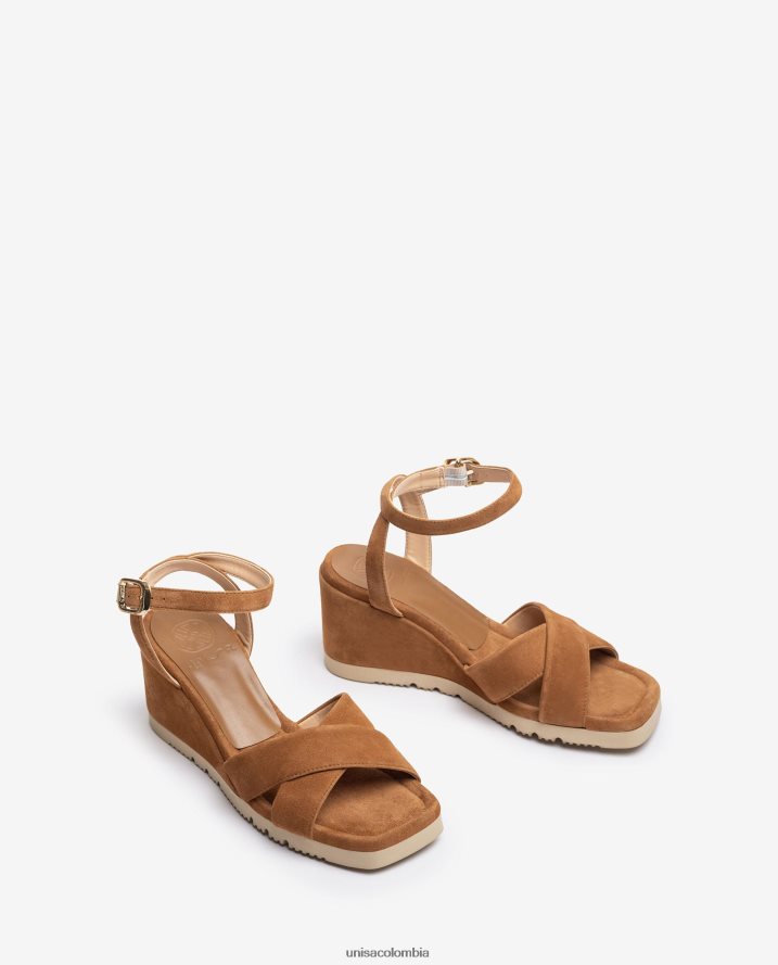 co Unisa mujer sandalia con cuña y suela acolchada marrón F0X80H415