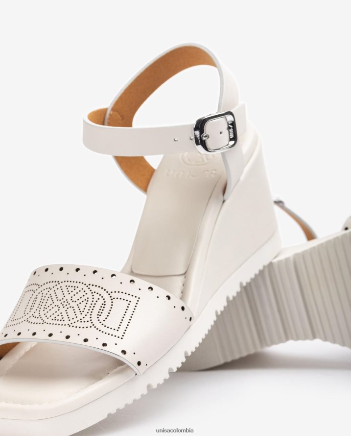 co Unisa mujer sandalia con perforaciones decorativas en el empeine blanco F0X80H293