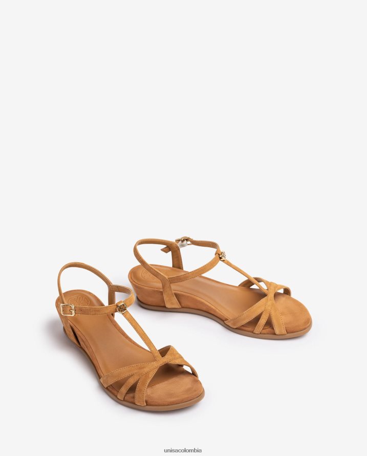 co Unisa mujer sandalia de tiras con cuña marrón F0X80H80
