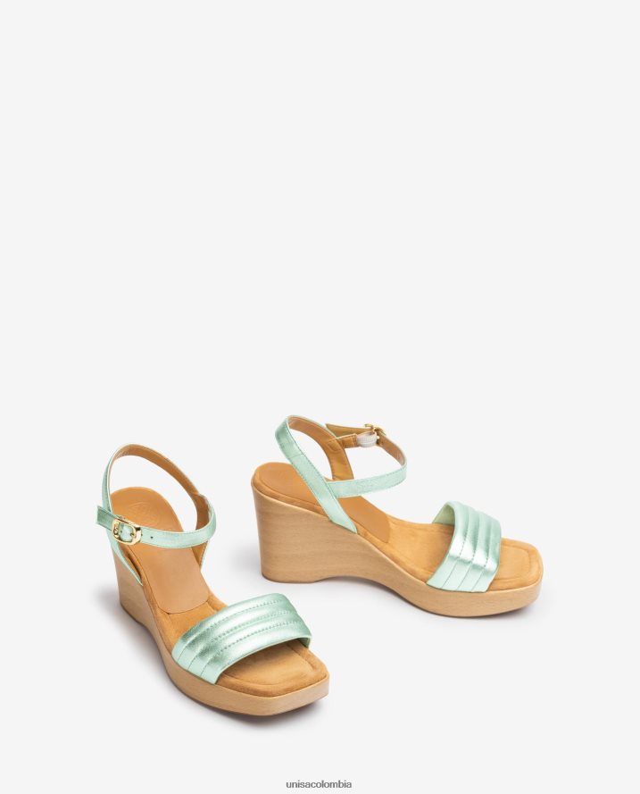 co Unisa mujer sandalias con cuña y puntera cuadrada azul F0X80H242