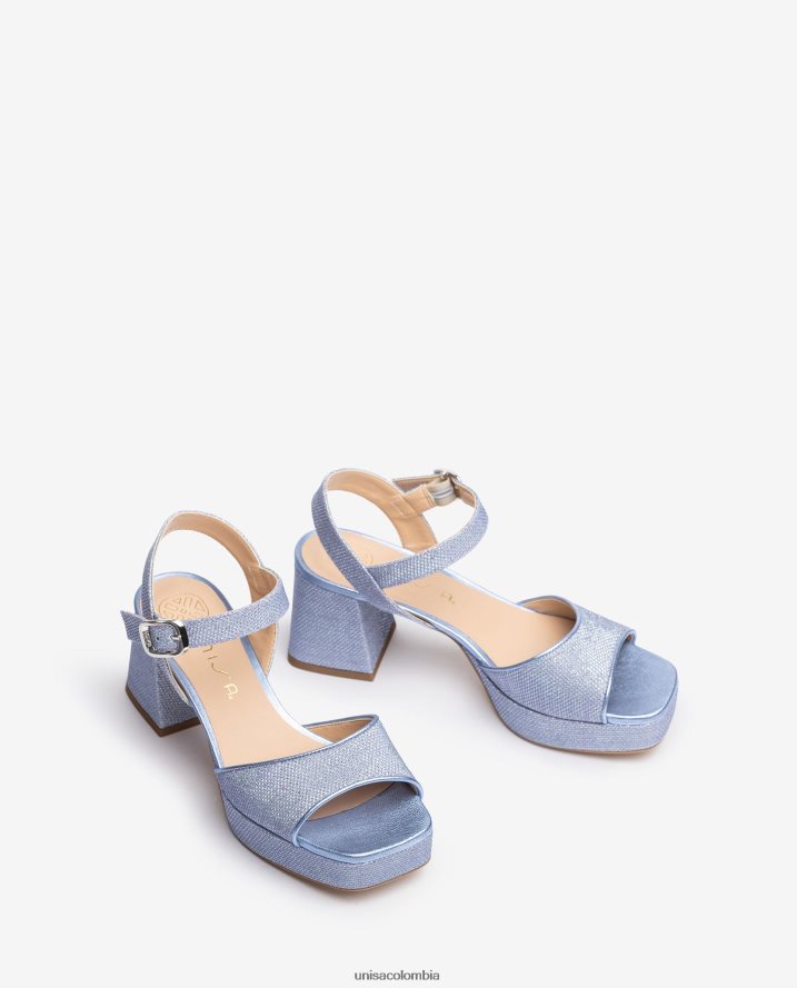 co Unisa mujer sandalia con tacon y plataforma azul F0X80H211