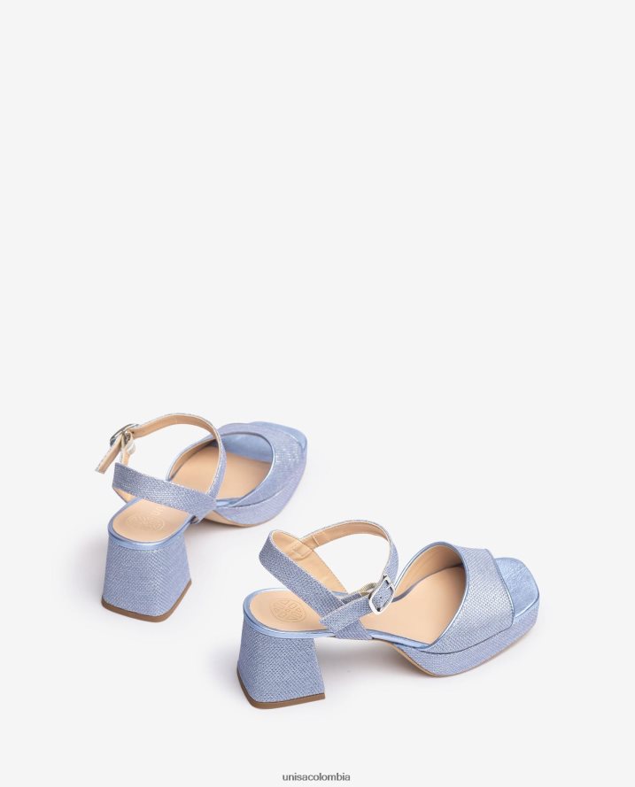 co Unisa mujer sandalia con tacon y plataforma azul F0X80H211