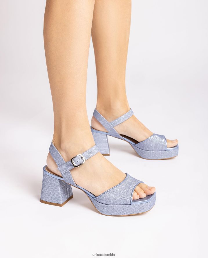co Unisa mujer sandalia con tacon y plataforma azul F0X80H211