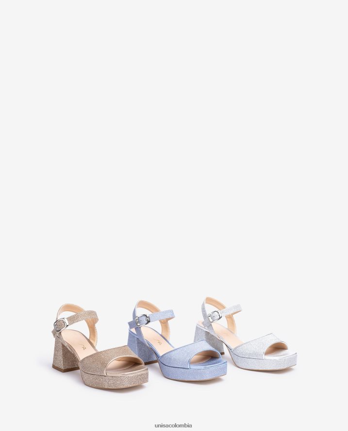 co Unisa mujer sandalia con tacon y plataforma azul F0X80H211