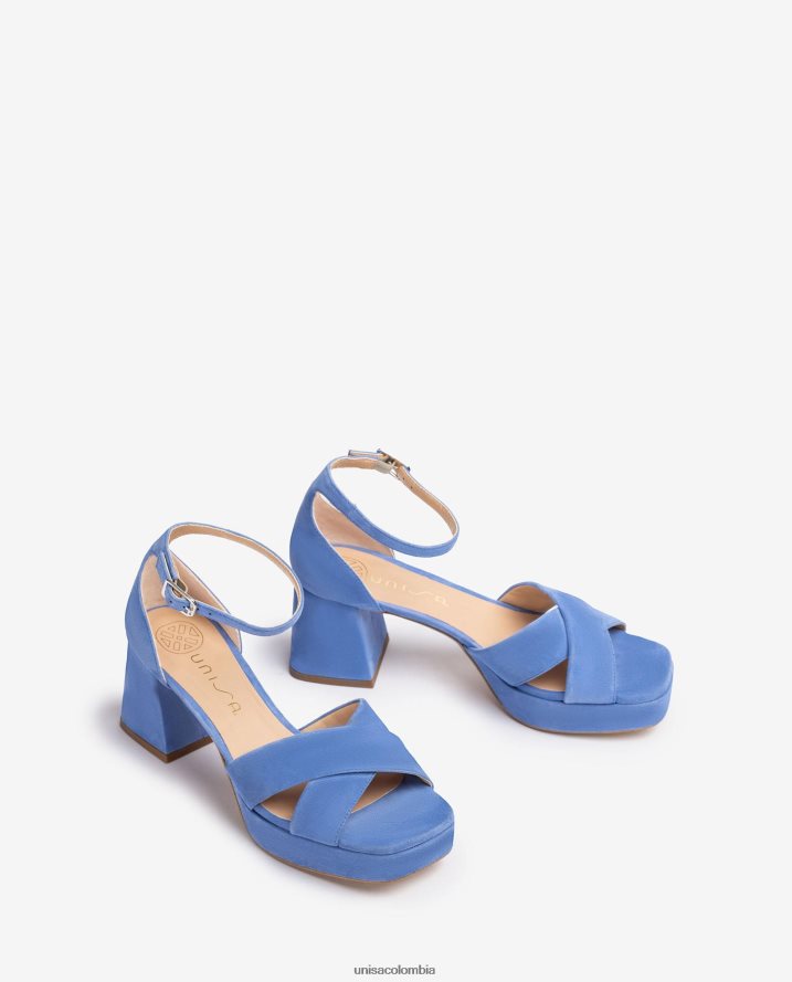 co Unisa mujer sandalia con tacon y plataforma azul F0X80H218