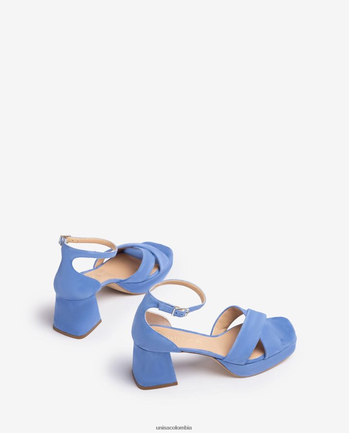 co Unisa mujer sandalia con tacon y plataforma azul F0X80H218