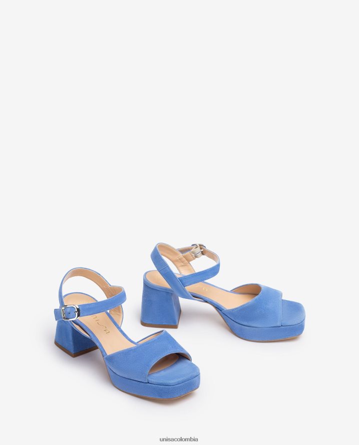 co Unisa mujer sandalia con tacon y plataforma azul F0X80H68