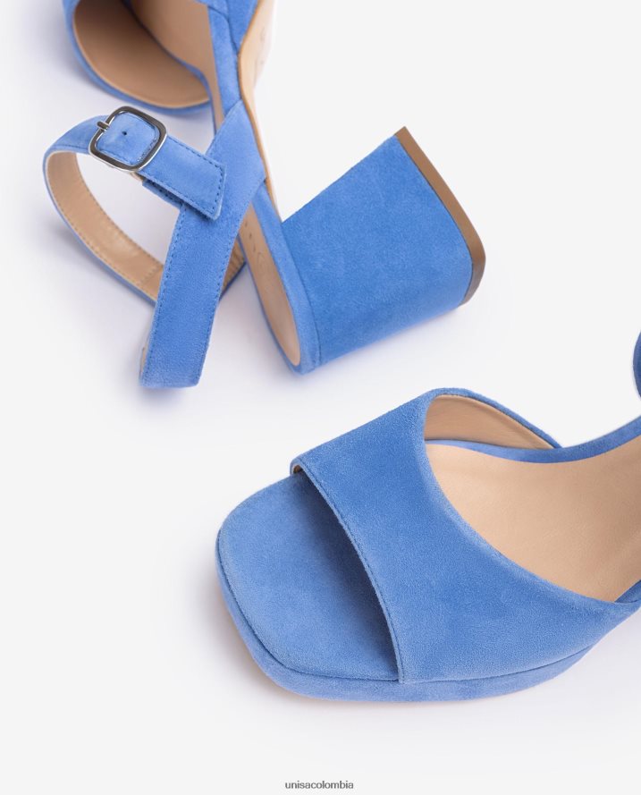 co Unisa mujer sandalia con tacon y plataforma azul F0X80H68