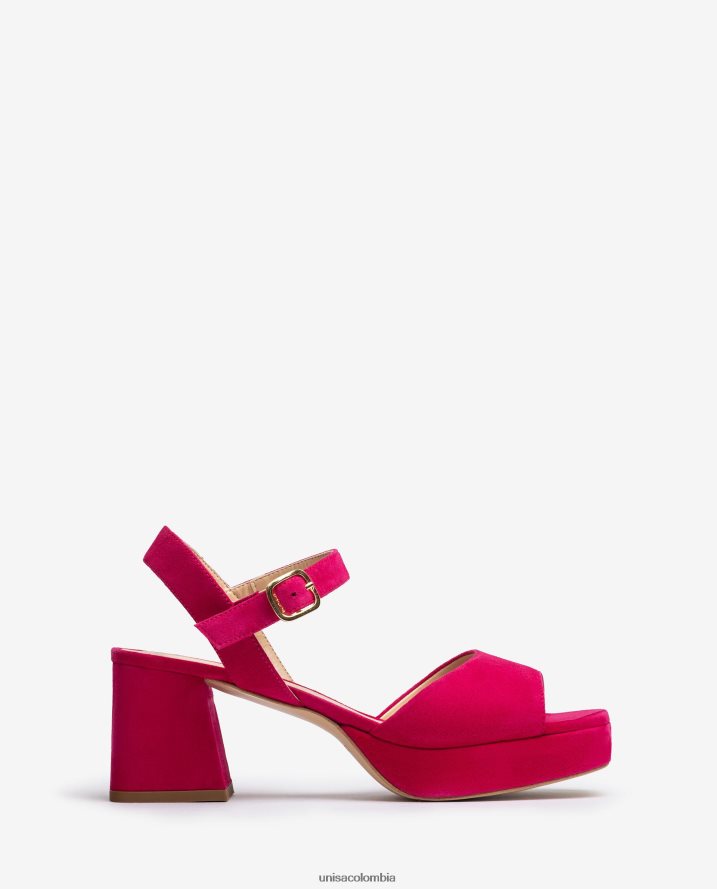 co Unisa mujer sandalia con tacon y plataforma rosa F0X80H8