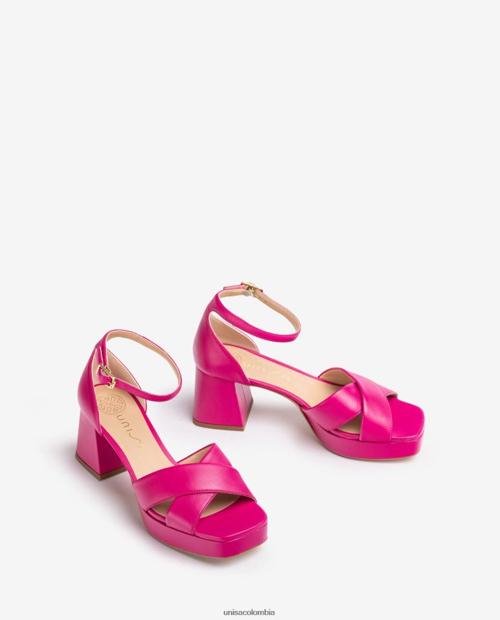 co Unisa mujer sandalia con tacon y plataforma rosa F0X80H81