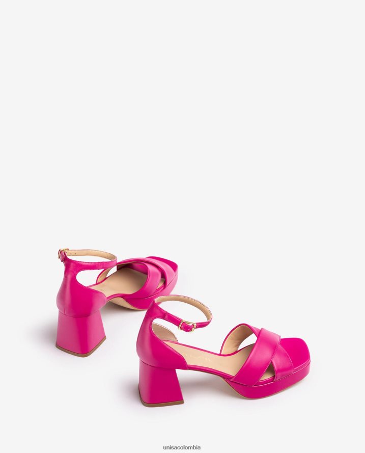 co Unisa mujer sandalia con tacon y plataforma rosa F0X80H81