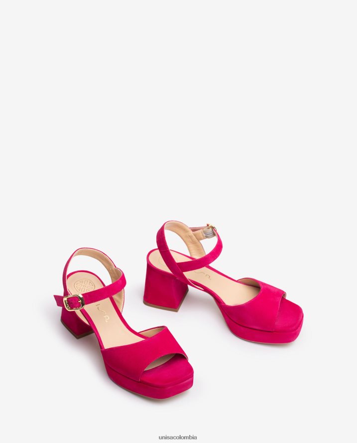 co Unisa mujer sandalia con tacon y plataforma rosa F0X80H8