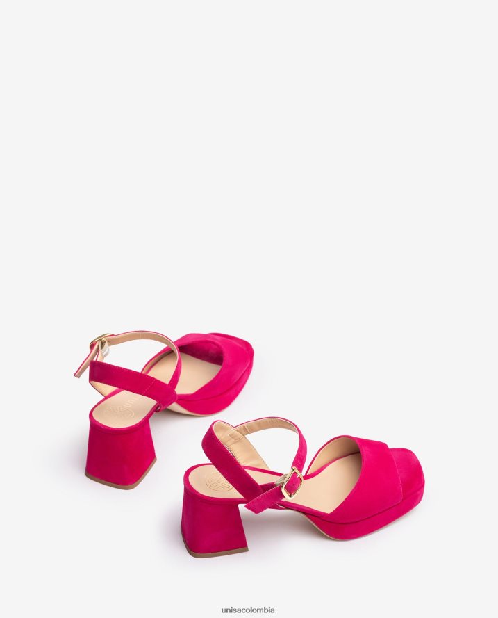 co Unisa mujer sandalia con tacon y plataforma rosa F0X80H8
