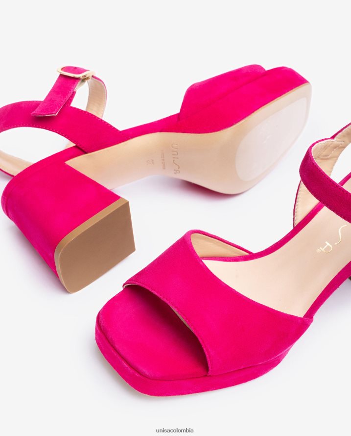 co Unisa mujer sandalia con tacon y plataforma rosa F0X80H8