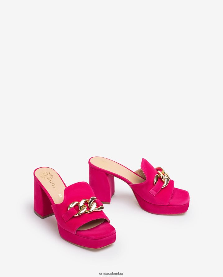 co Unisa mujer sandalia de ante con cadena rosa F0X80H221