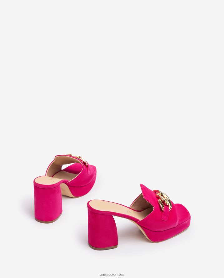 co Unisa mujer sandalia de ante con cadena rosa F0X80H221