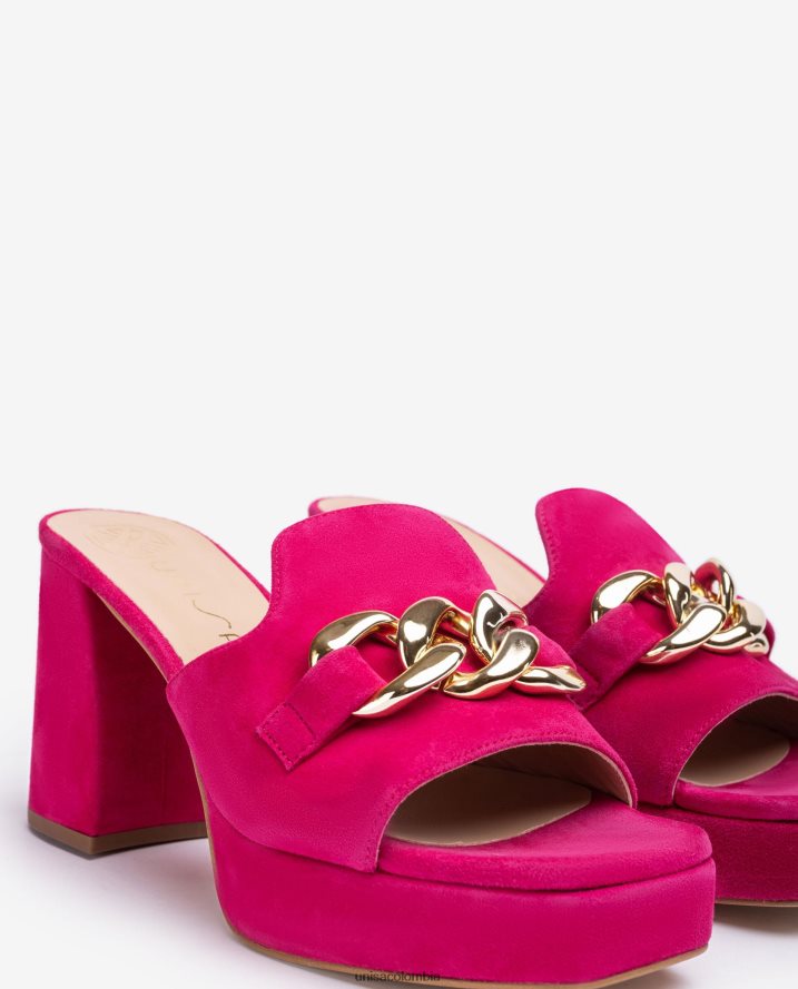 co Unisa mujer sandalia de ante con cadena rosa F0X80H221