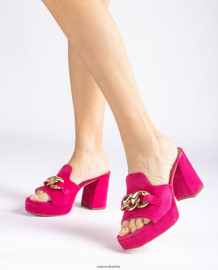 co Unisa mujer sandalia de ante con cadena rosa F0X80H221