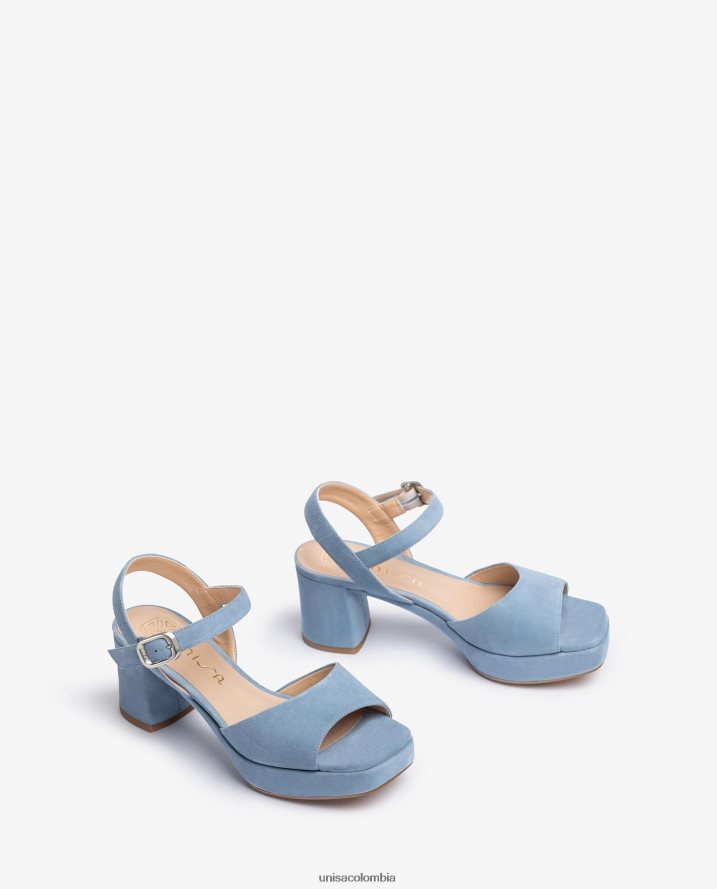 co Unisa mujer sandalia de ante con hebilla azul F0X80H437