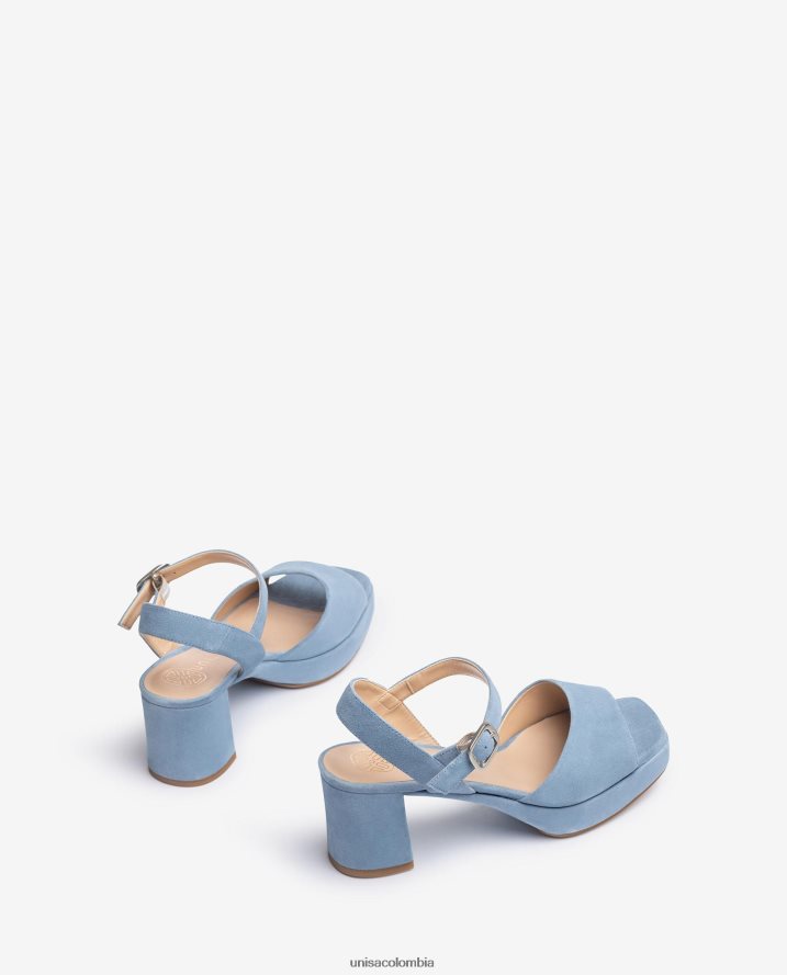 co Unisa mujer sandalia de ante con hebilla azul F0X80H437