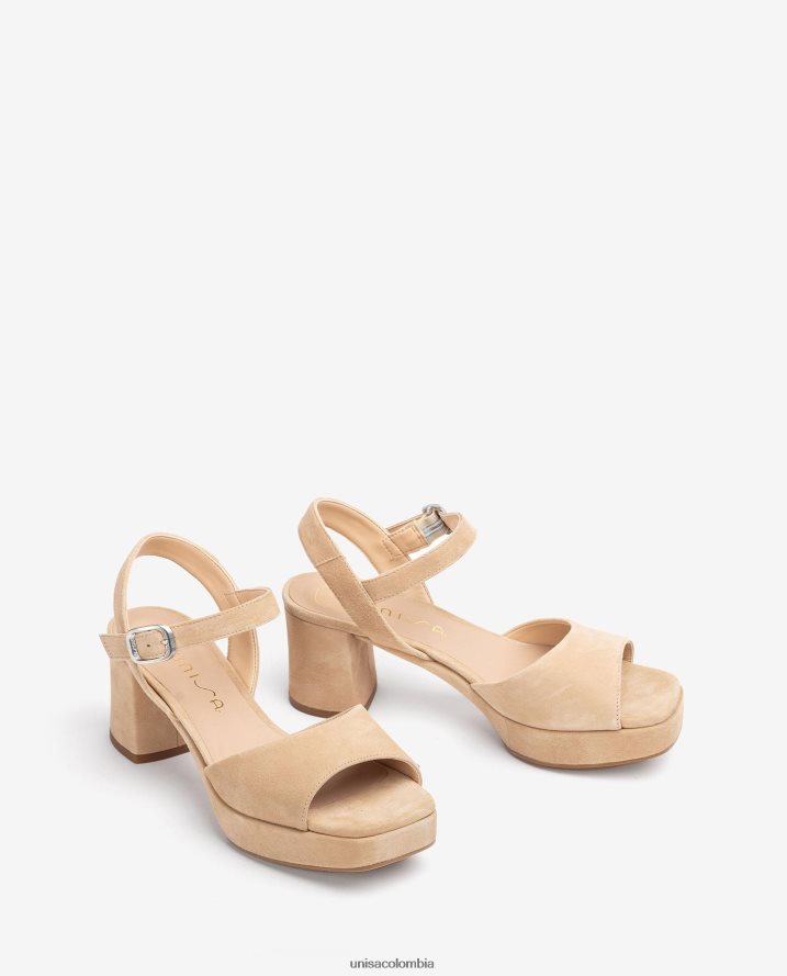 co Unisa mujer sandalia de ante con hebilla beige F0X80H438