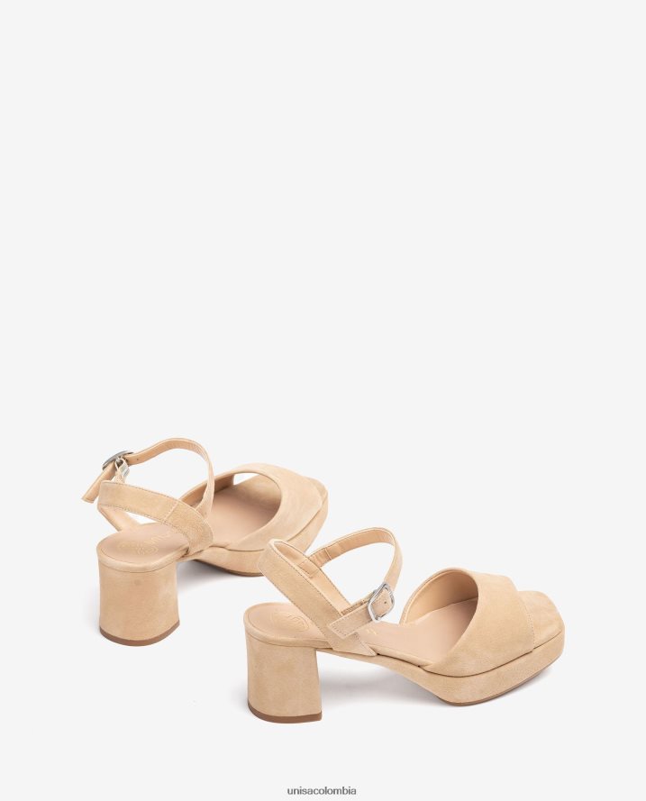 co Unisa mujer sandalia de ante con hebilla beige F0X80H438