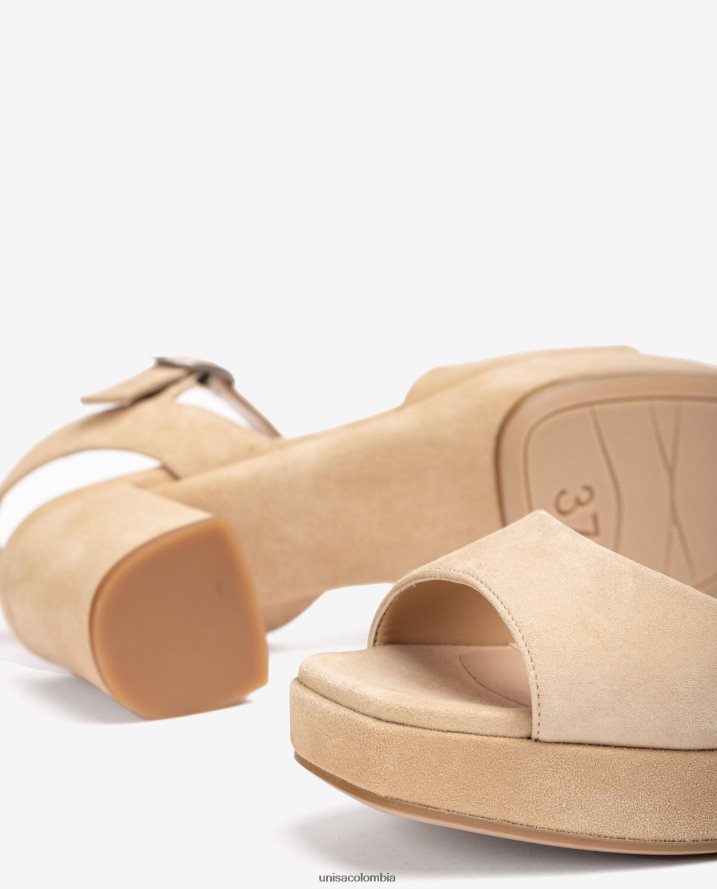 co Unisa mujer sandalia de ante con hebilla beige F0X80H438