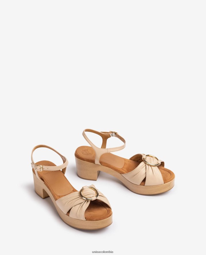co Unisa mujer sandalia de punta redonda con ribete beige F0X80H119