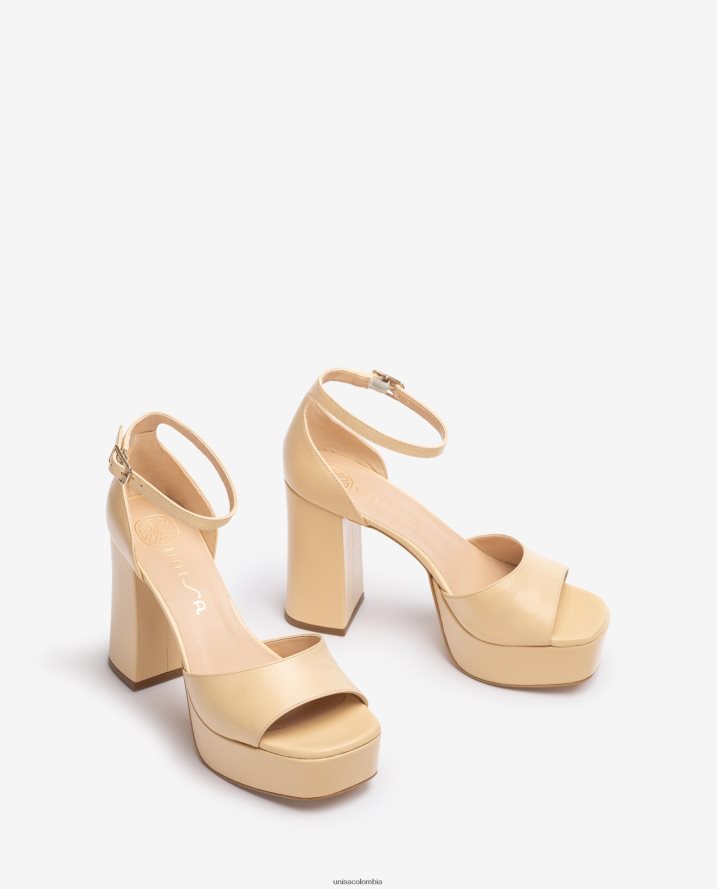 co Unisa mujer sandalia punta cuadrada con plataforma beige F0X80H54
