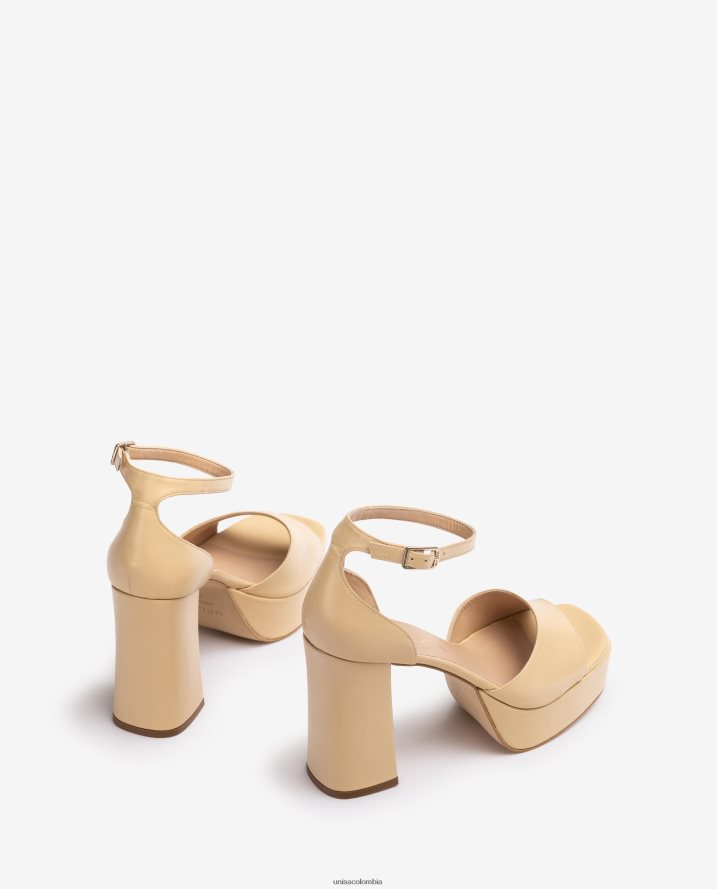 co Unisa mujer sandalia punta cuadrada con plataforma beige F0X80H54