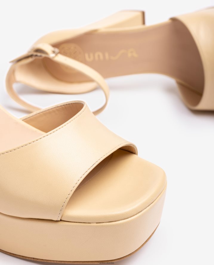 co Unisa mujer sandalia punta cuadrada con plataforma beige F0X80H54