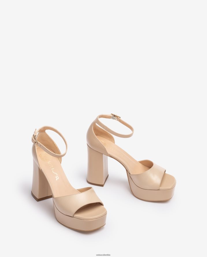 co Unisa mujer sandalia punta cuadrada con plataforma beige F0X80H56