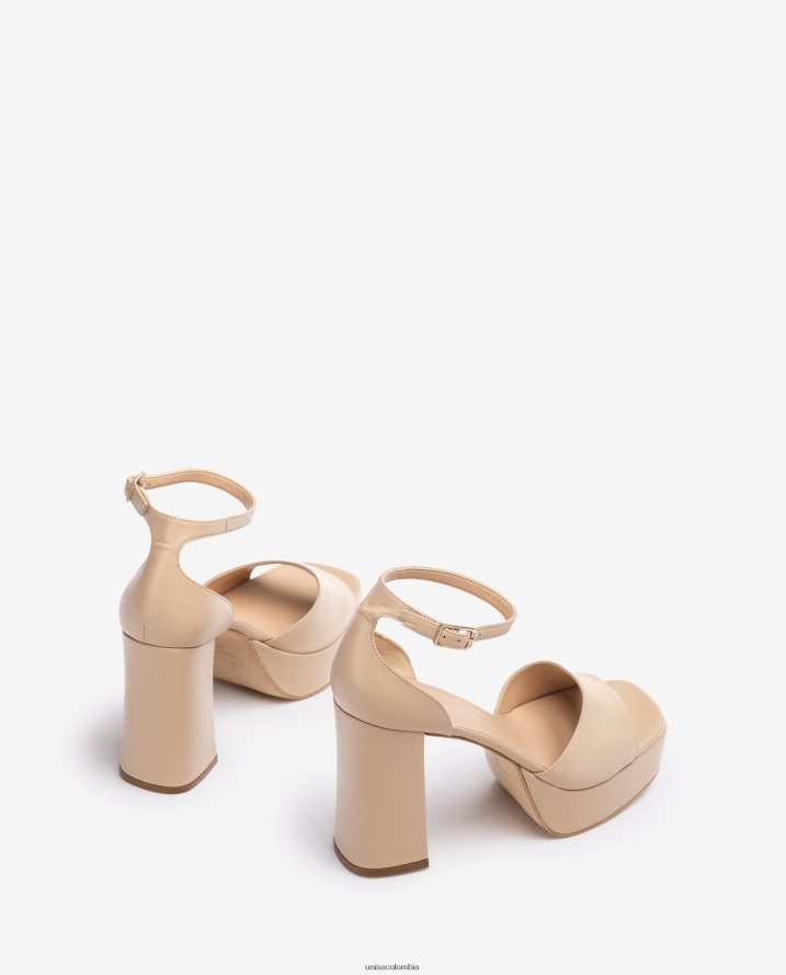co Unisa mujer sandalia punta cuadrada con plataforma beige F0X80H56