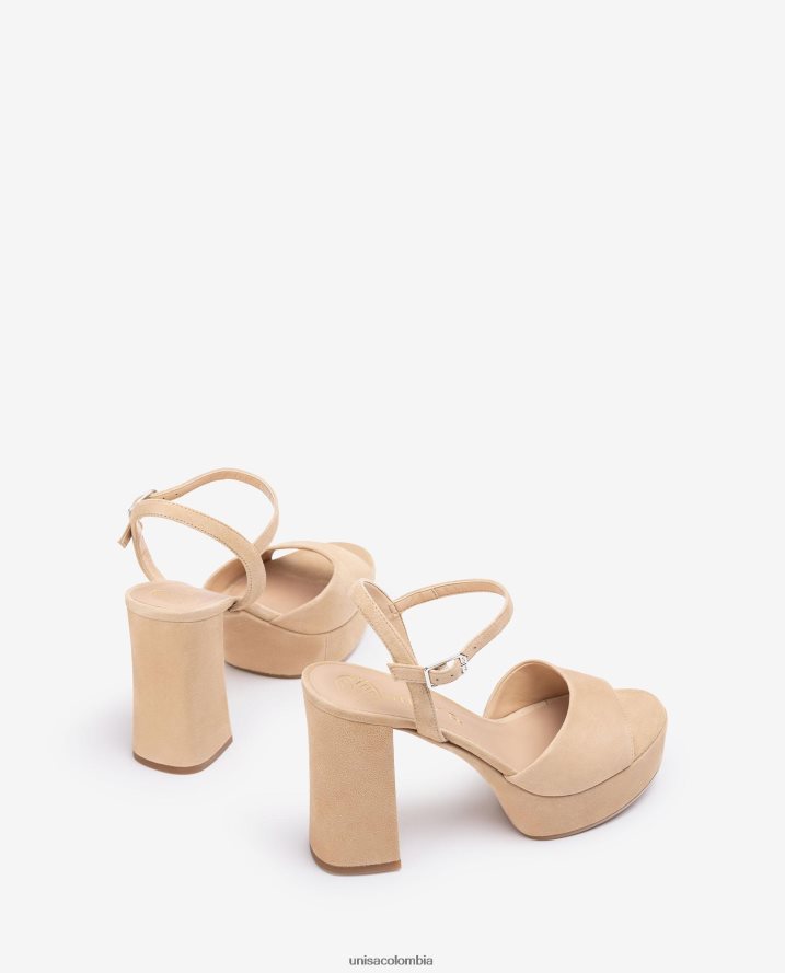 co Unisa mujer sandalia tacón alto y plataforma beige F0X80H363